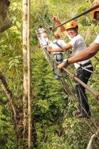 VIABLE?  An experience from Boys scouts camps, the Monkey Bridge in Catigbian’s DATE Park is among the most thrilling traverses in Bohol’s introductory adventure tourism. The October 2013 earthquake however ruined the activity, and the town wants second opinion on the viability of getting the adventure park back in operation. (RAC/PIABohol)