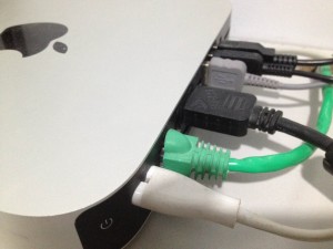 Patch cord connected to the computer (2nd cable from the front)