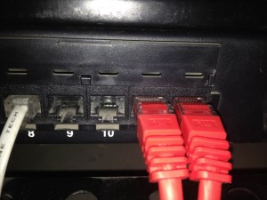 Patch cords connected at the patch panels.