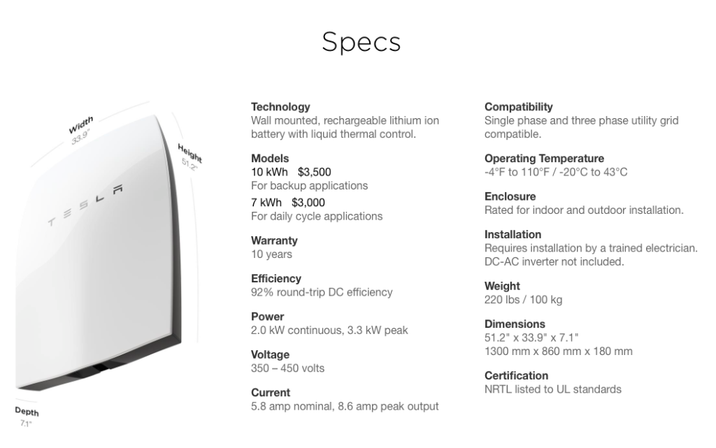 Powerwall specs (screen grab from www.teslamotors.com)
