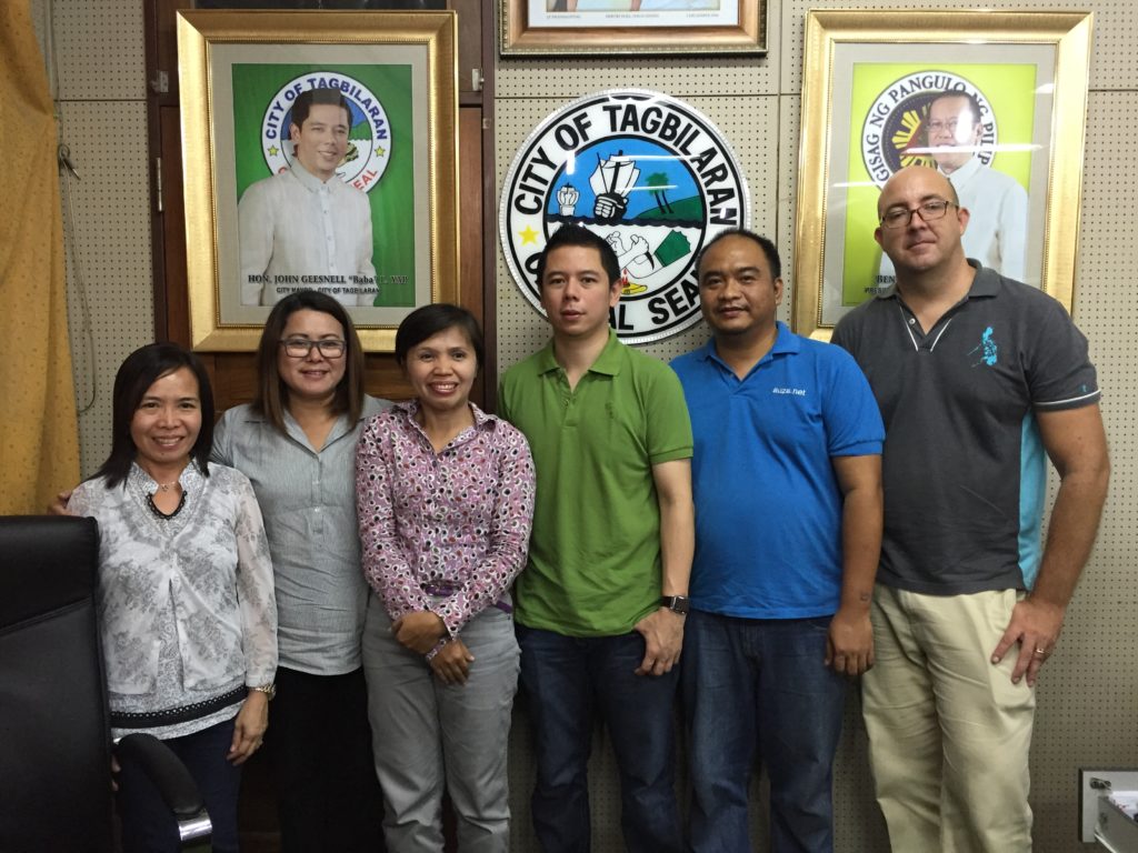 L-R: Ms Inday Dominise of the Bohol Investment Promotions Center, Ms. Marietta Gasatan of the Bohol Chamber of Commerce and Industry, Ms. Lai Biliran of the Bohol ICT Council, City Mayor Baba Yap, Jerome Auza of the BICTC, and Ben Skelton of BICTC.