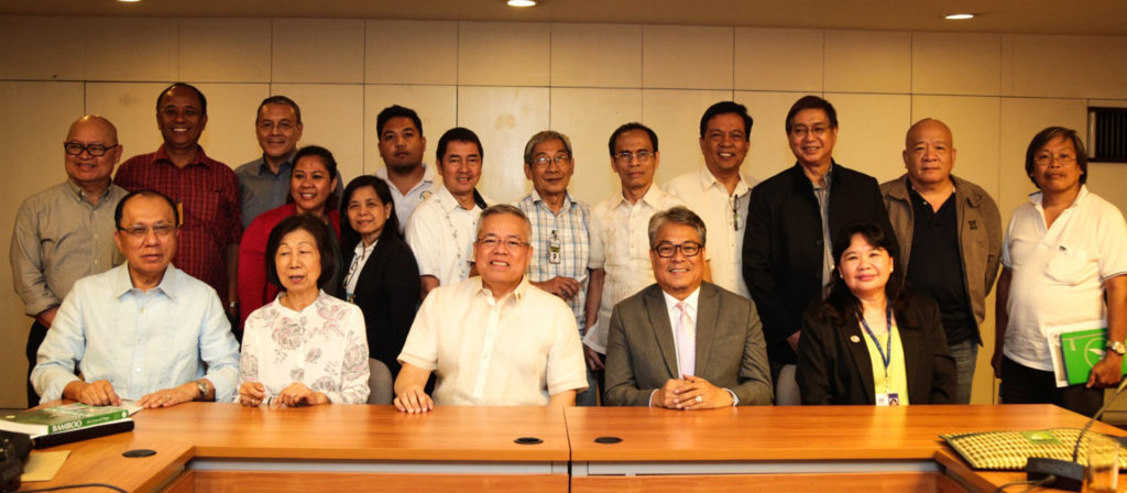 TOWARDS A SUSTAINABLE PHL BAMBOO INDUSTRY. Department of Trade and Industry (DTI) Secretary Ramon Lopez (Front, 3rd from L) met on 28 November Ilocos Sur 1st District Congressman Deogracias Victor Savellano (Front, 4th from L) and member representatives of the Philippine Bamboo Industry Development Council (PBIDC) to discuss the future direction of the Philippine bamboo industry, one of government’s key priority industries. As a high potential growth sector that can attract bigger investments and generate more jobs, the bamboo industry roadmap aims at realizing a progressive, dynamic, productive and globally competitive bamboo industry with a sustainable resource base. Roadmap strategies for 2016-2020 include research and product development, which covers inventory and resource mapping, plantation enhancement, tissue culture and propagation on commercial bamboo species, shoots production management and e-bamboo production, among others that will supply large requirements from bamboo processors of re-engineered bamboo panels, boards, poles, textiles, food, beverage and medicines. Sec. Lopez also serves as the PBIDC chairman. 